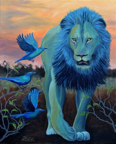 Blue Lion Painting by Rebecca Pavlik | Saatchi Art