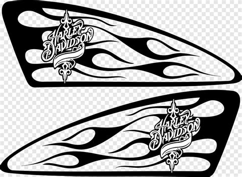 Harley-Davidson Motorcycle Airbrush Decal Fuel tank, stencil, logo, monochrome png | PNGEgg