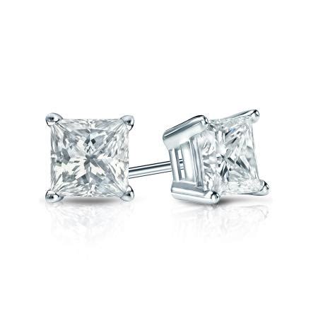 Natural Diamond Stud Earrings Princess 0.75 ct. tw. (G-H, VS2) 14k ...