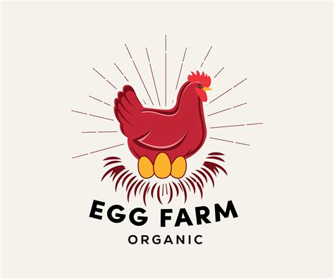 Organic fresh farm eggs vector logo with red chicken 10838814 Vector Art at Vecteezy