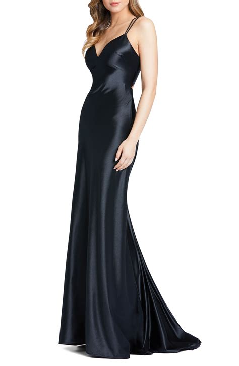 Ieena for Mac Duggal Corseted Satin Gown | Nordstrom in 2021 | Black ...