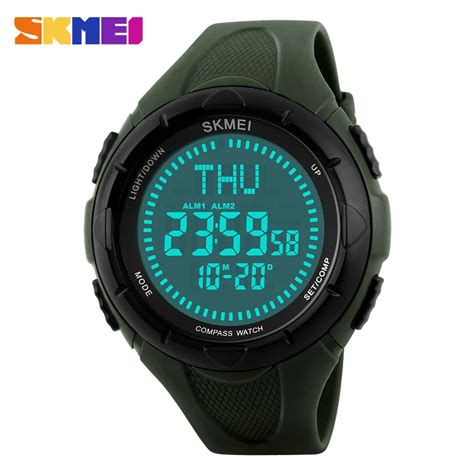 Men Digital Compass Watch LED Outdoor Sports Watches Men's ...