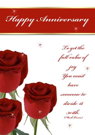 Free Printable Roses Anniversary Cards