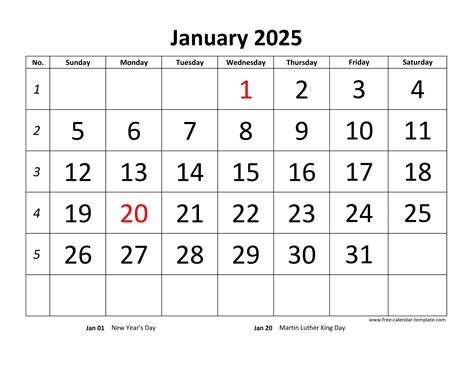 Printable Monthly Calendar 2025 | Free-calendar-template.com