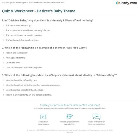 Quiz & Worksheet - Desiree's Baby Theme | Study.com