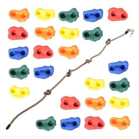 Milliard DIY Rock Climbing Holds Set with 8 Foot Knotted Rope (25 Pc ...