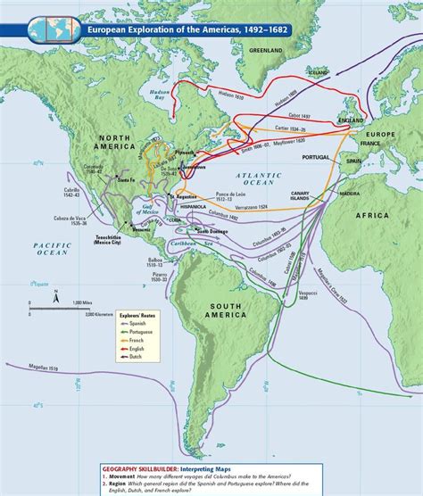 European exploration of the Americas (1492-1682) | Geography map ...