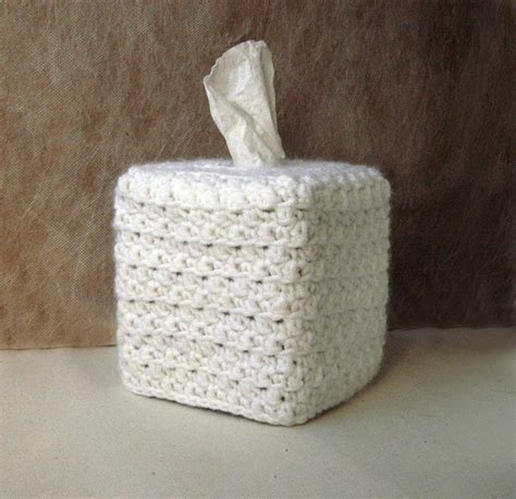 White Crochet Tissue Box Cover Modern Farmhouse Granny Chic Decor ...