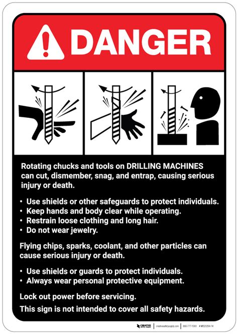 Danger: Drilling Machine Guidelines ANSI - Wall Sign | Creative Safety Supply