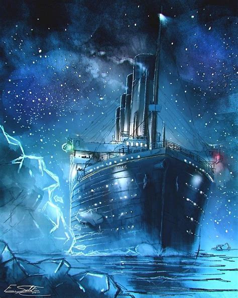 Digital painting made by me. / Titanic colliding with an iceberg ...