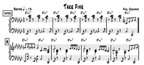 Take Five Jazz Script? Buy the Paul Desmond arrangement here!