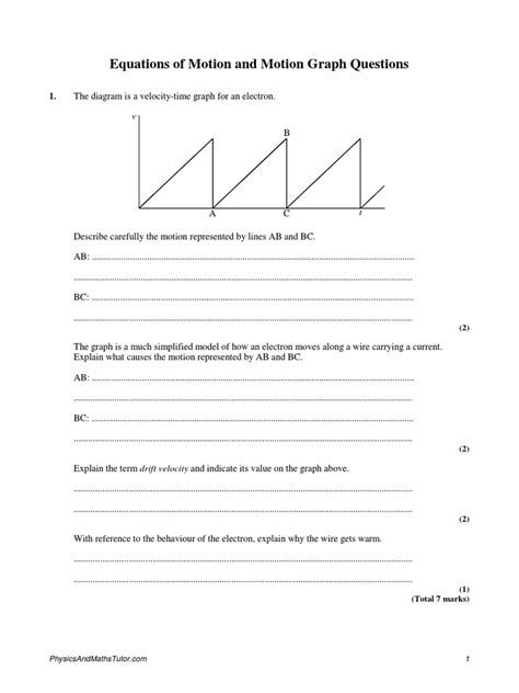 1.3.1 Equations & Graphs of Motion | PDF | Speed | Acceleration