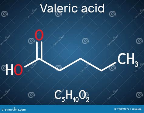 Valeric Acid, Pentanoic Acid Or Valerate Molecule. Skeletal Chemical Formula Royalty-Free Stock ...