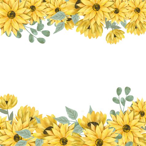 Sunflower Aesthetic Hd Transparent, Flower Wreath Aesthetic Sunflower Border, Sunflower, Wedding ...