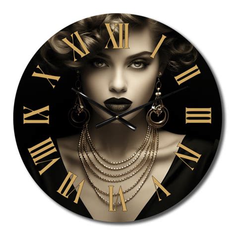 DesignArt Vintage Retro Glam 1920 Woman Portrait VI Metal Wall Clock | Wayfair