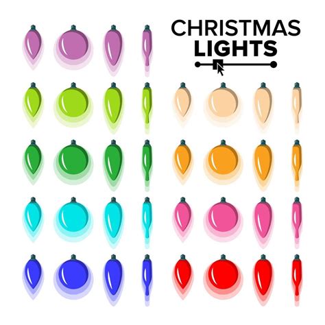 Christmas Bulbs Set Vector. Flat Colored Light Collection. Various ...