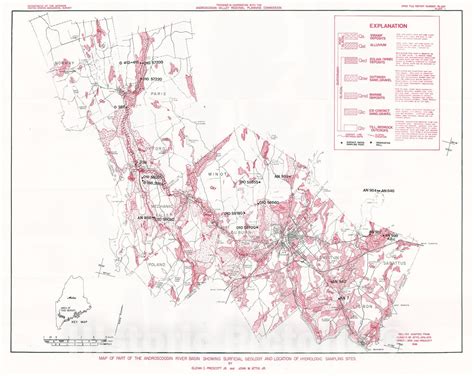 Map : Geohydrology of part of the Androscoggin River basin, Maine, 1977 Cartography Wall Art ...