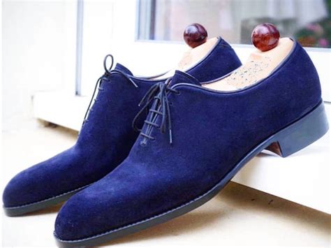 Stylish Handmade Men's Blue Color Suede Shoes, Lace Up Fashion Dress Shoes, Men Lace up Suede ...