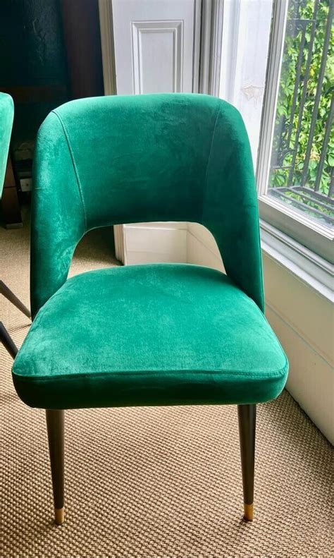 Eichholtz Green Velvet Mid-Century Modern Dining Chairs (5) - Down To £ ...