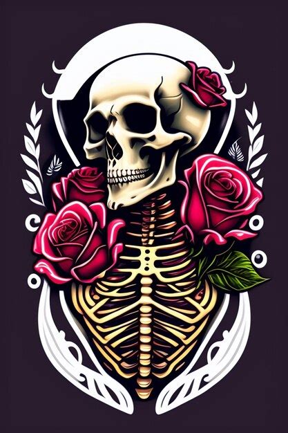 Premium AI Image | Skeleton with flowers