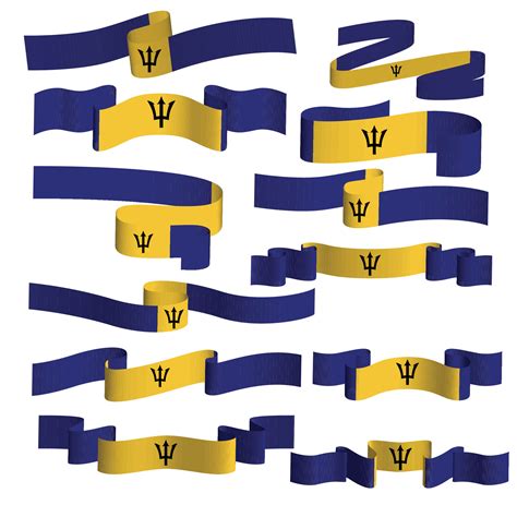 barbados ribbon flag vector element bundle set 31606172 Vector Art at ...