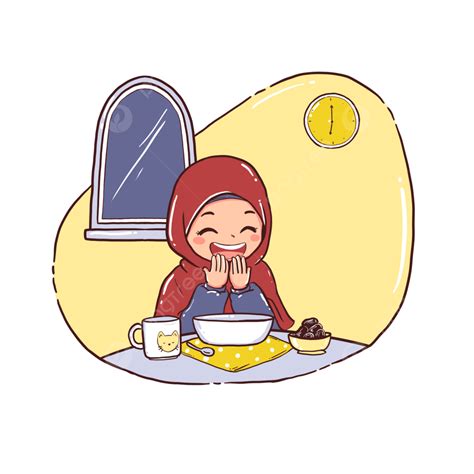 Wanita Muslim Makan Berbuka Puasa Dengan Ilustrasi Kurma Ramadan, Ramadan, Ilustrasi, Buka Puasa ...