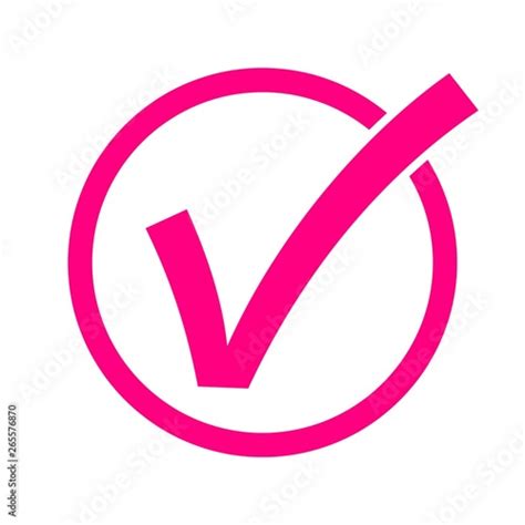 Check mark icon. Tick symbol.Confirm. Pink icon on white background. Stock Illustration | Adobe ...