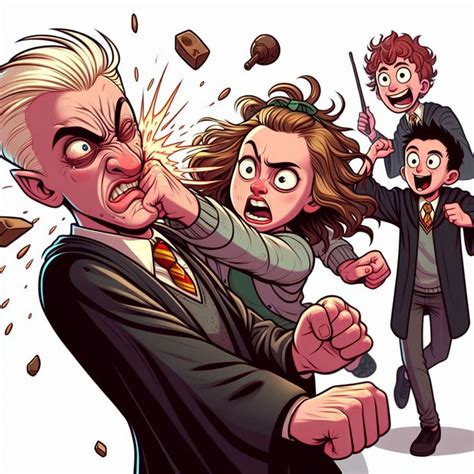 Hermione punches Malfoy by Buffy2ville on DeviantArt