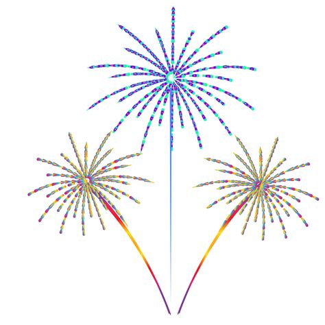 three exploding fireworks with sparks isolated on a transparent background on a new year's day ...