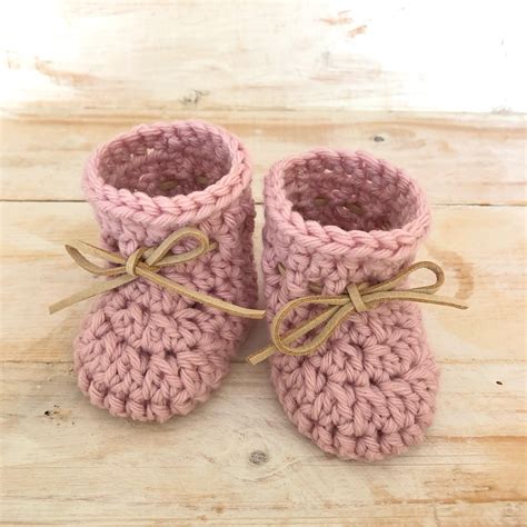 Crochet Baby Booties Pink Chunky Bow Booties - Etsy UK