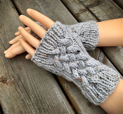 Knitting Pattern Cable Fingerless Gloves or Mitts Instant | Etsy