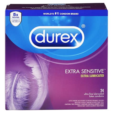 Durex Extra Sensitive Ultra Thin Lubricated Condoms, 24 ct Male ...