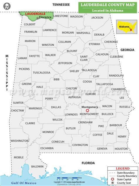 Lauderdale County Map, Alabama