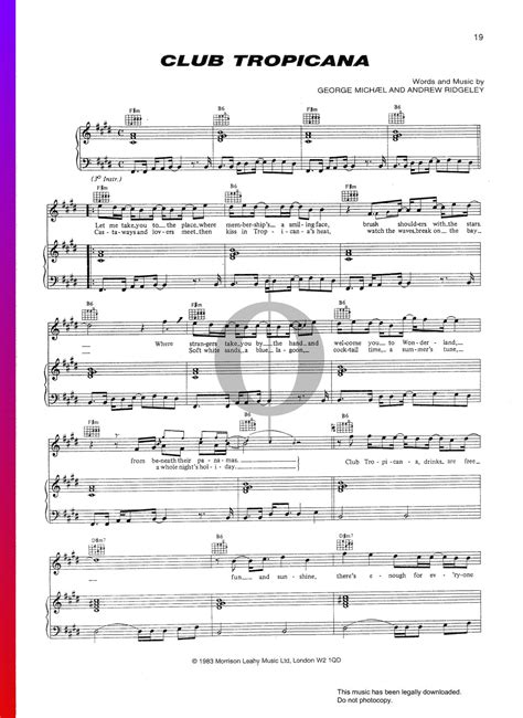 Club Tropicana (Wham!) Piano Sheet Music - OKTAV