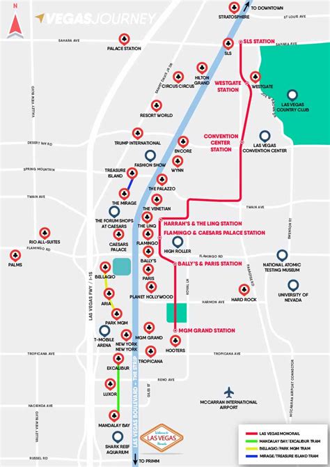 Monorail, Tram & Strip Map | Las Vegas Maps | VegasJourney.com