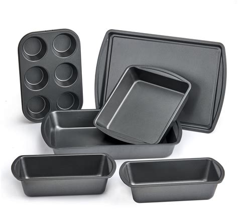 Mainstays 6 Piece Non-Stick Bakeware Sets, Easy for Release and Clean up, Carbon Steel, Gray ...