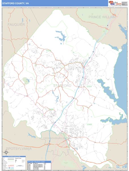 Stafford County, Virginia Zip Code Wall Map | Maps.com.com