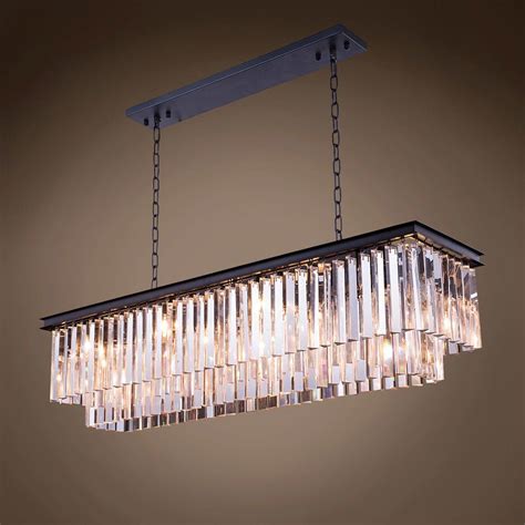 Apex Odeon Rectangular Fringe Crystal Chandelier | Rectangular chandelier, Glass chandelier ...