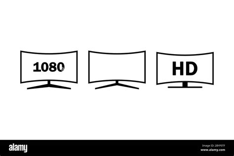 4k ultra hd curved screen tv icon set on isolated white background. EPS ...
