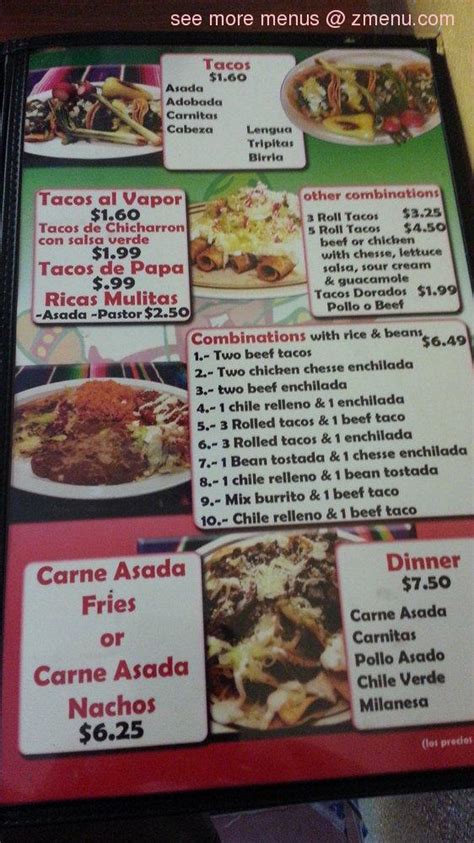 Menu at Tacos El Guero restaurant, San Diego, Dairy Mart Rd #126