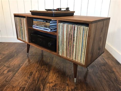 Solid walnut turntable console record player cabinet album | Etsy | Album storage, Record player ...