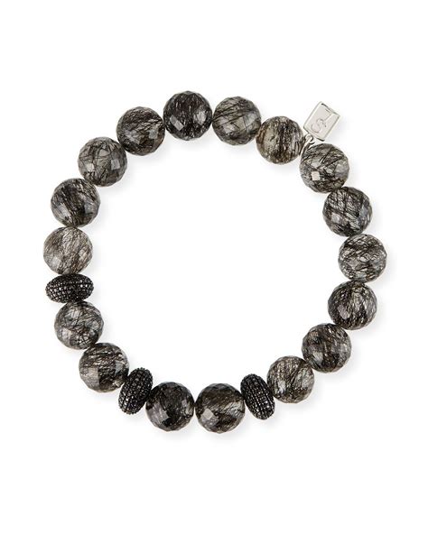 SHERYL LOWE BLACK DIAMOND 3-DONUT QUARTZ BEAD BRACELET. #sheryllowe | Beaded bracelets, Quartz ...