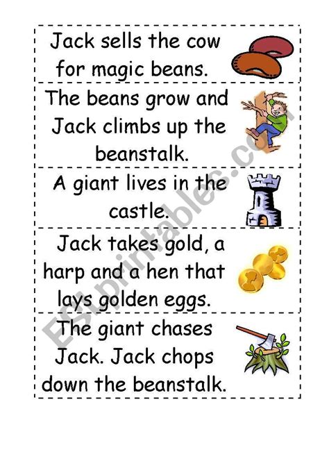 Jack and the beanstalk story word order - ESL worksheet by wimbles