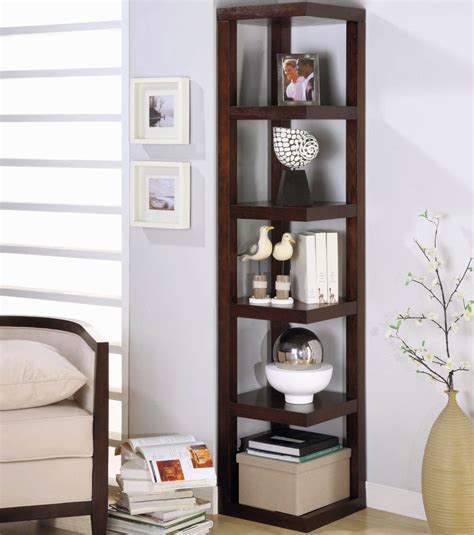 contemporary small corner shelving unit