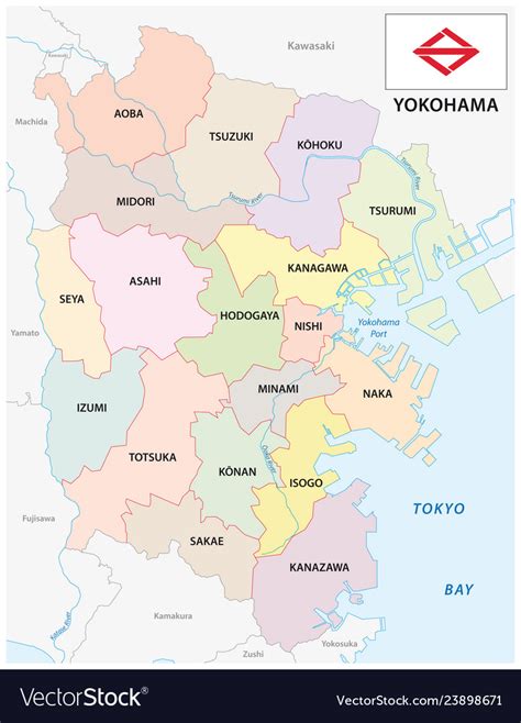 Yokohama administrative and political map Vector Image