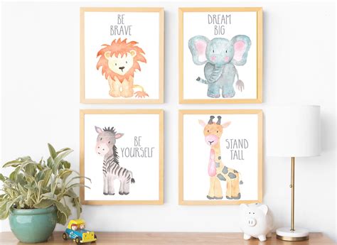 Safari Nursery Decor Wall Art Print Set of 4 Nursery Art Set | Etsy