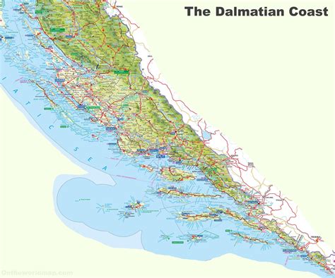 Dalmatian Coast tourist map - Ontheworldmap.com