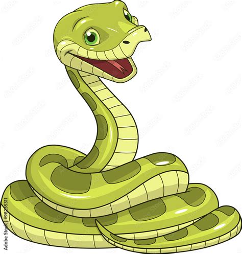 Green funny snake Stock Vector | Adobe Stock