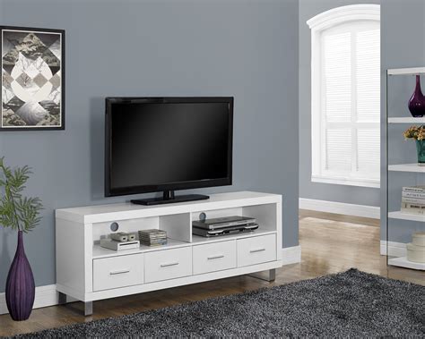 Monarch Specialties TV STAND - 60"L / WHITE WITH 4 DRAWERS