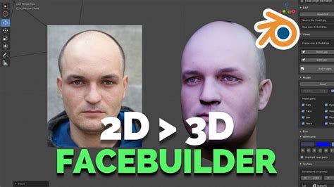 two photos with the words 3d facebulder on them and an image of a man's head